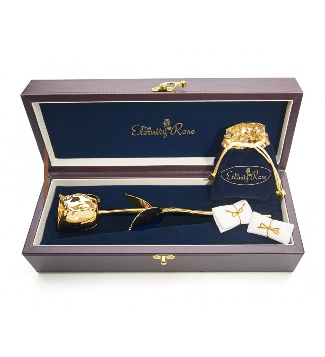 Gold-Dipped Rose & Red Leaf Theme Jewellery Set