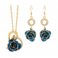 Blue Heart Theme Pendant and Earring Set