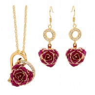 Purple Heart Theme Pendant and Earring Set