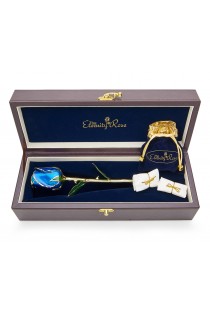 Blue Matched Set in Gold Heart Theme. Rose, Pendant & Earrings