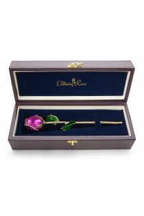 Purple Tight Bud Glazed Rose Trimmed with 24K Gold