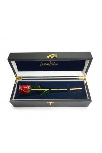 Red Tight Bud Glazed Rose Piano Black Gloss Box