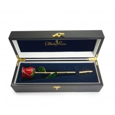 Red Tight Bud Glazed Rose Piano Black Gloss Box